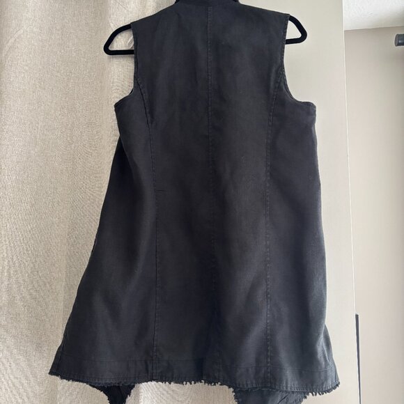 Tommy Bahama Long Open Women’s Black Vest - 100% Linen - Picture 2 of 8